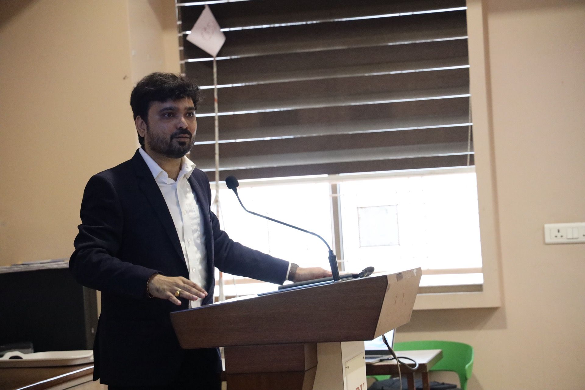 Avinash Chate speaking to students at a career-readiness seminar